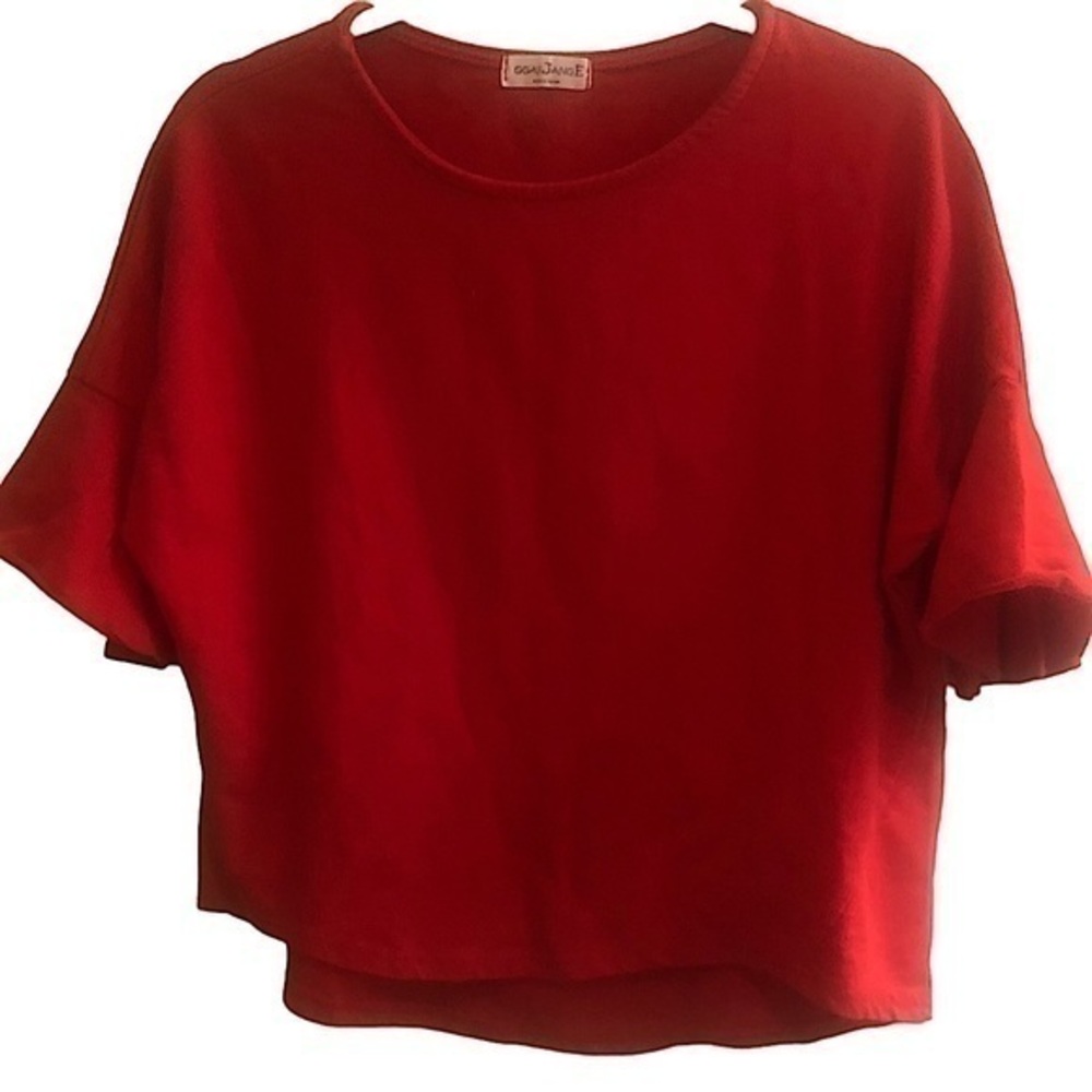 Red Relaxed Fit Cropped‎ Boxy Top Size Large